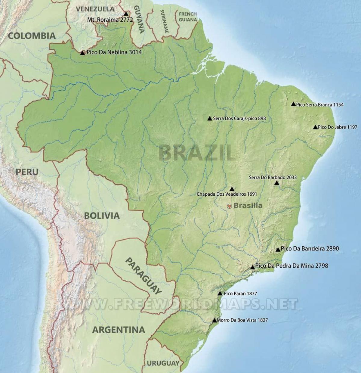 mountains in Brazil map