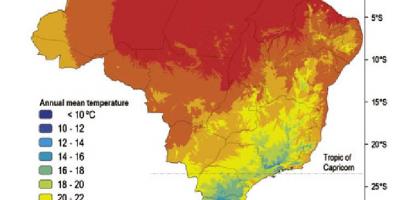 Map of Brazil temperature