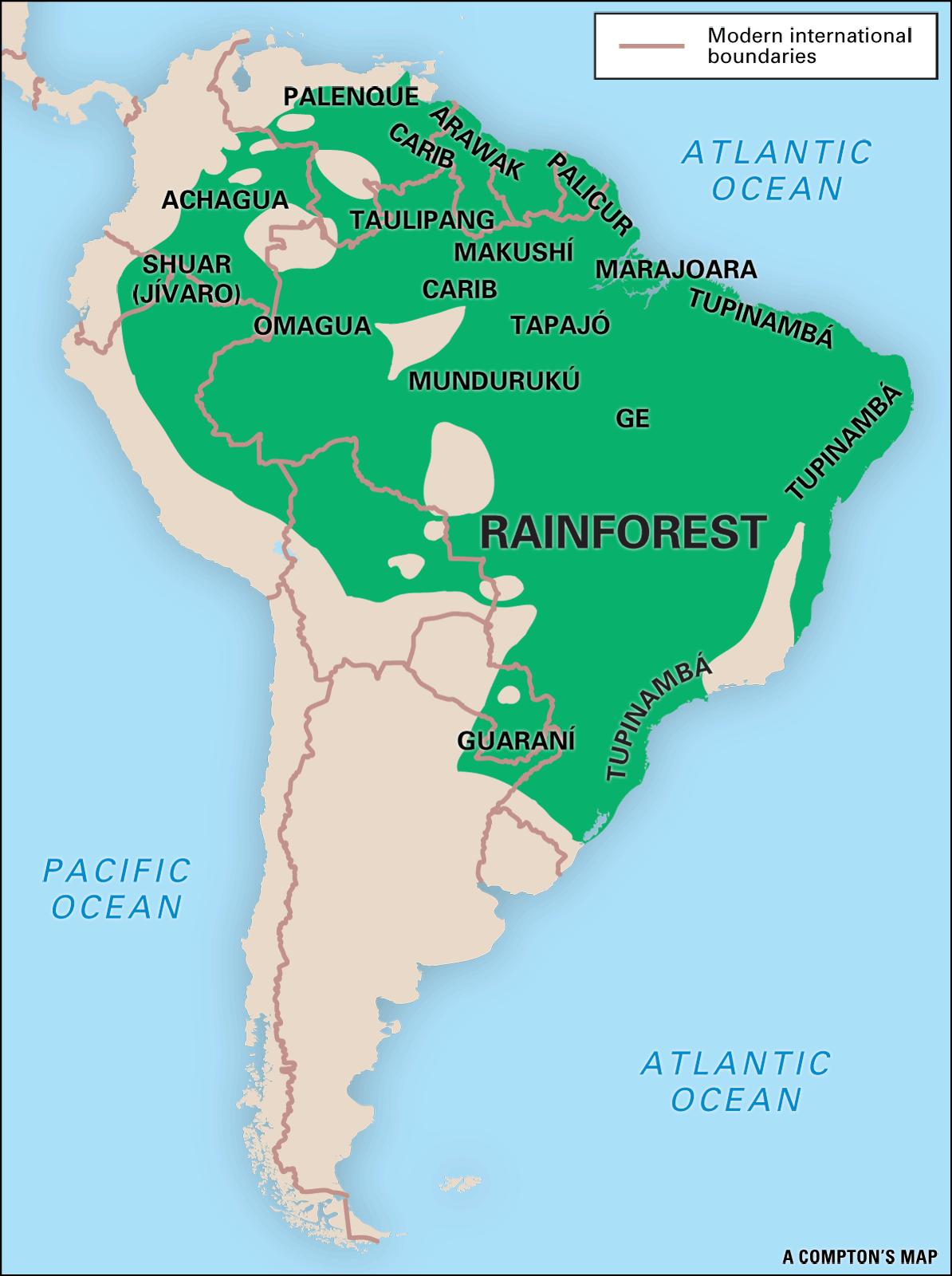 Rainforest Brazil map - Brazil rainforest map (South America - Americas)