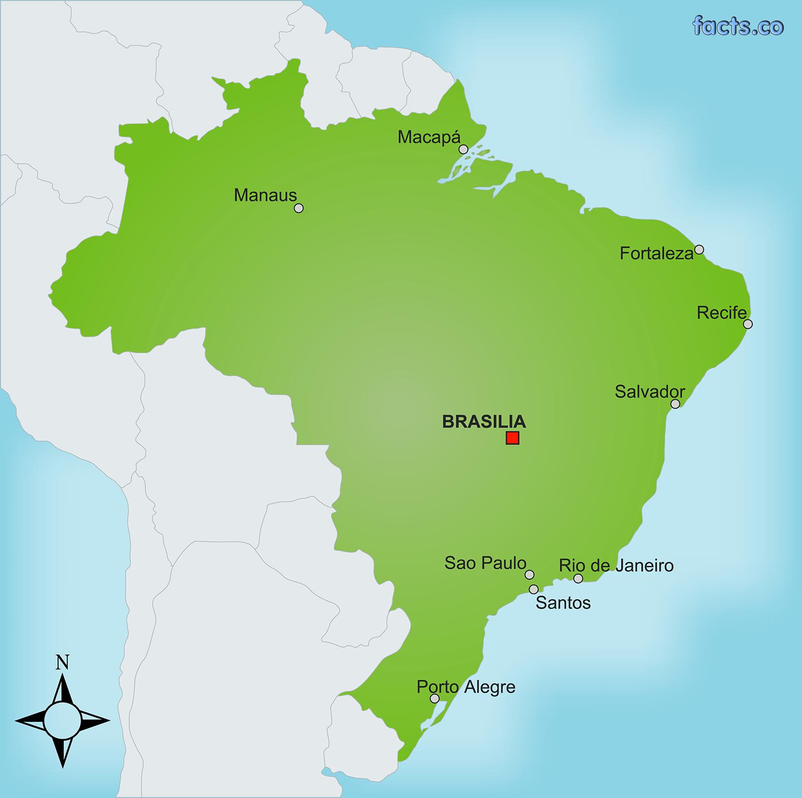 Brazil Capital City Map Capital City Of Brazil Map South