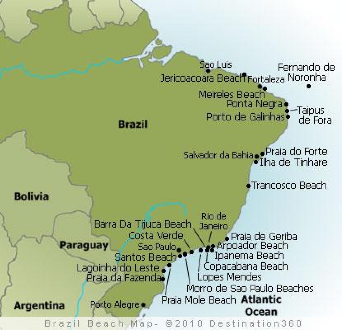 map of Brazil beaches