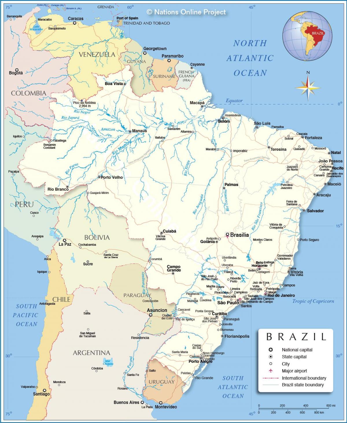 map of Brazil rivers