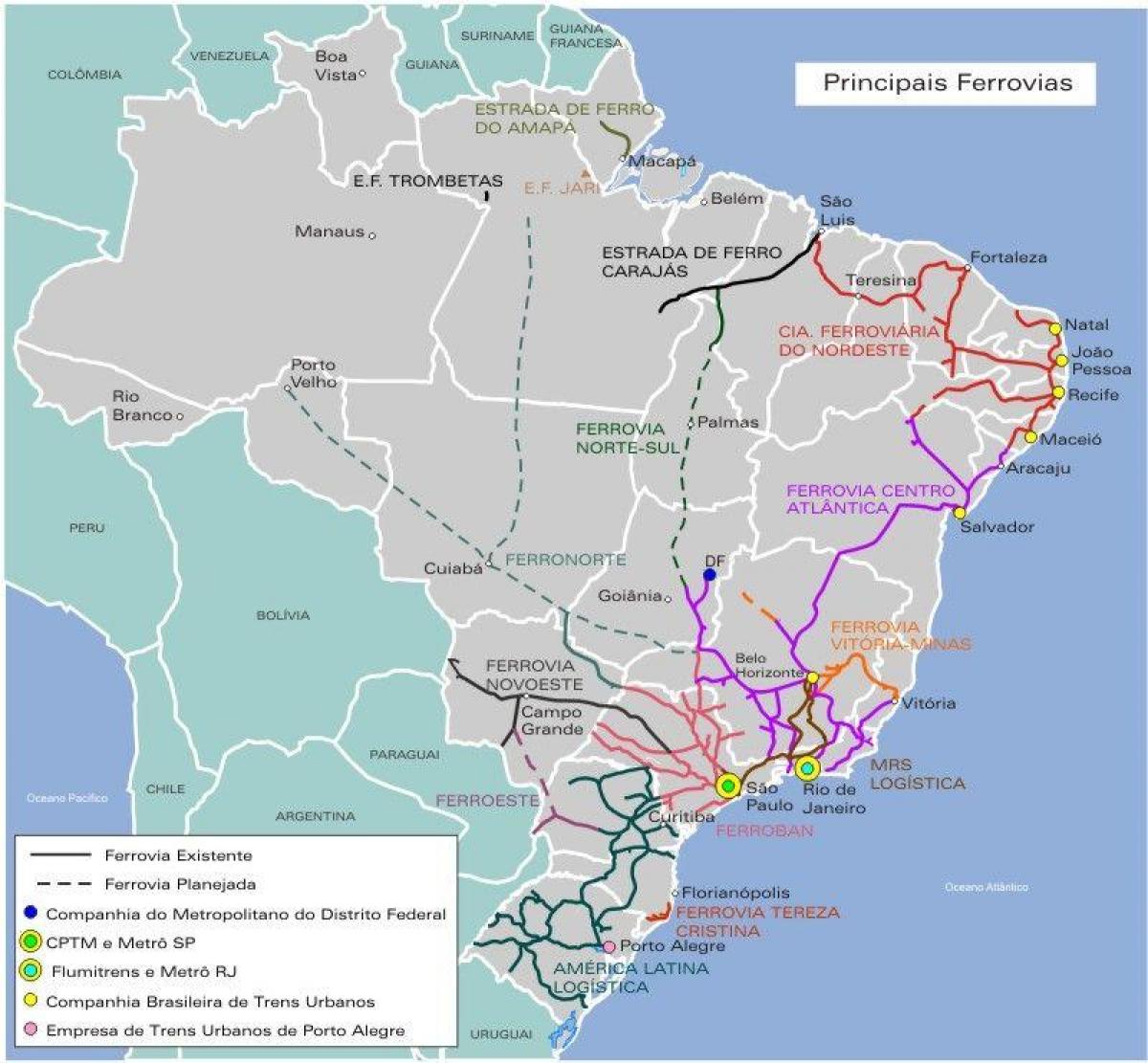 Brazil railway map