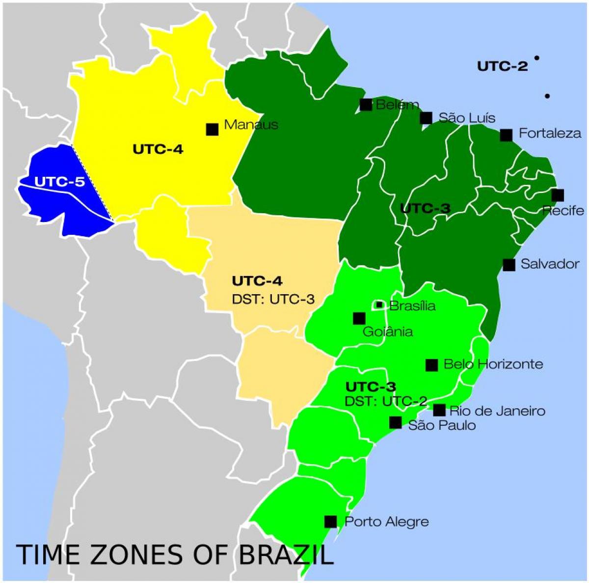 map of Brazil time zones