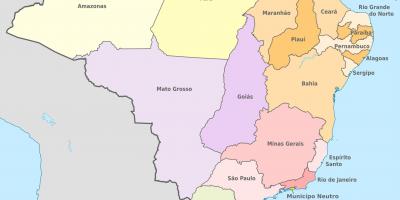 Brazil provinces map - Map of Brazil provinces (South America - Americas)