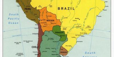 Map of Brazil surrounding countries