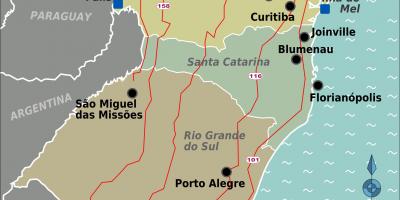 Map of south Brazil
